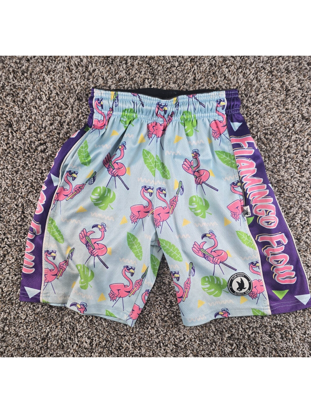 Flow Society Boys Sz M Flamingo Flow Attack Lacrosse Athletic Mesh Shorts